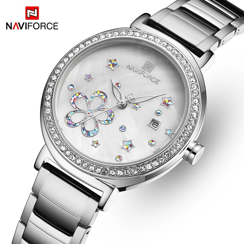

Часы наручные NAVIFORCE женские кварцевые, креативные Роскошные водонепроницаемые с сетчатым браслетом