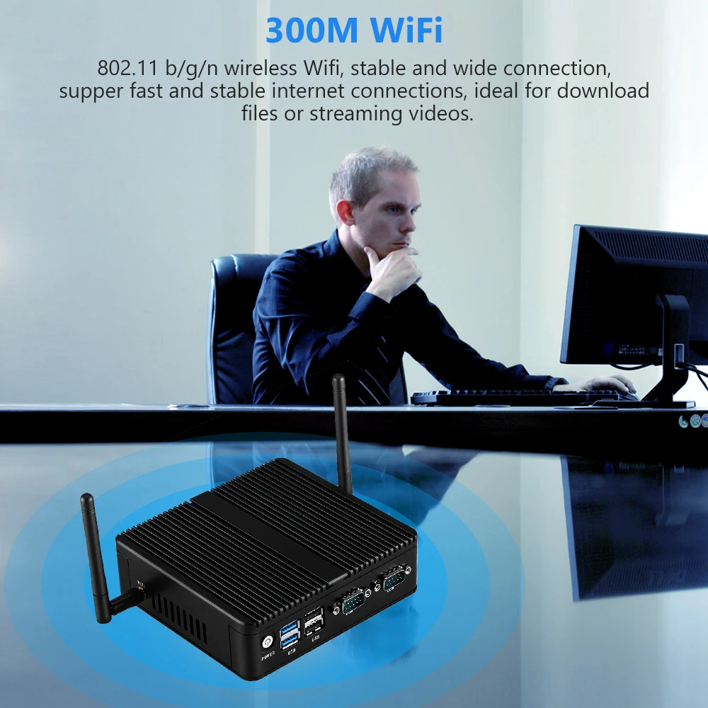 Мини-ПК без вентилятора Windows 10 Intel Celeron J1900 2 гигабитных порта Ethernet USB 0 3 LAN 8 ГБ ОЗУ 128
