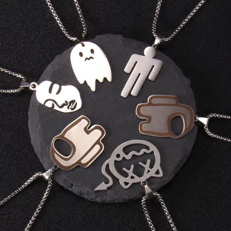 

European and American Rock & Roll Tilt Villain Stainless Steel Pendant double-sided polished bright side pendant hip-hop ghost n