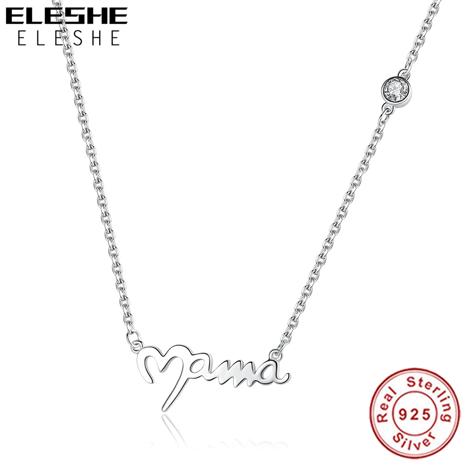 ELESHE 925 серебро Длинная цепочка ожерелья колько Forever Love Mama ожерелье с надписью для