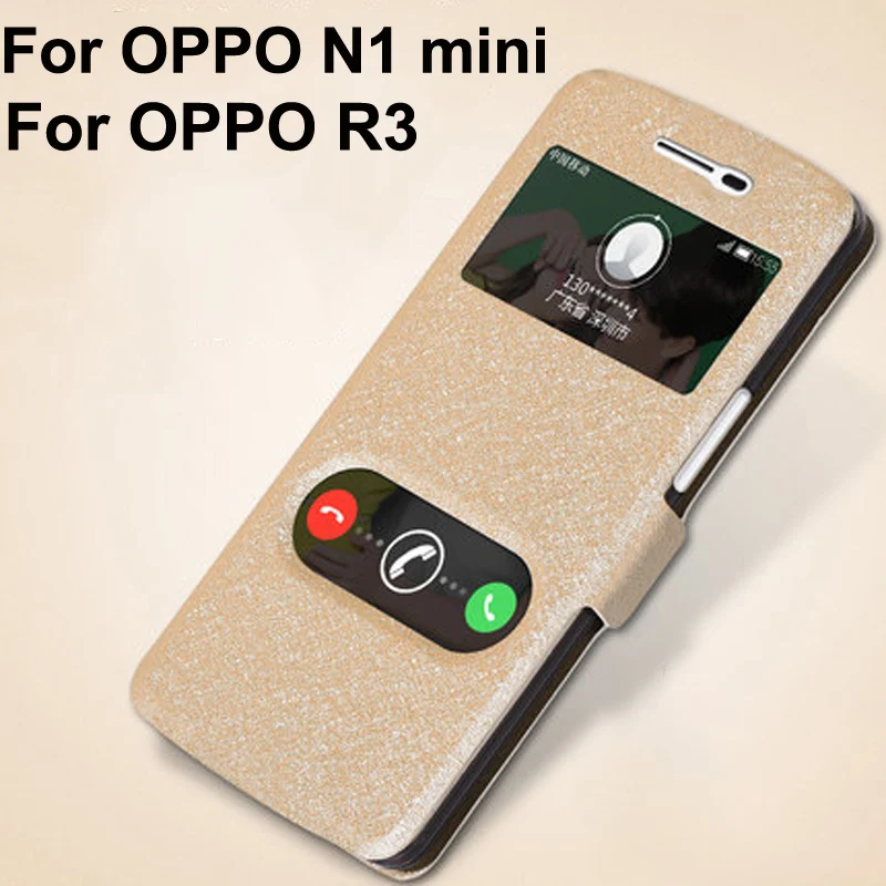 Кожаный чехол с открытым окошком для OPPO N1 mini, чехлы для телефонов N1mini N5117 N511, флип-кейс для OPPO R3, чехол R7005 R7007 R7077, задняя крышка