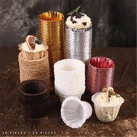 50pcs cupcake paper cup oilproof cupcake liner baking cup tray case wedding party caissettes golden muffin wrapper paper