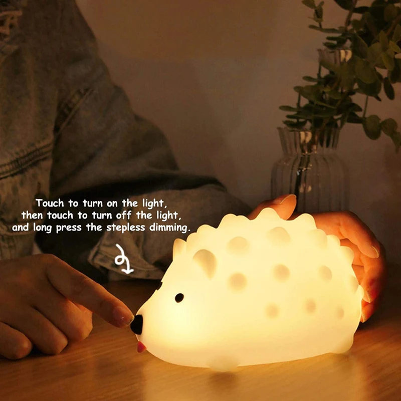 

1pc New Colorful Cute Hedgehog Night Light Silicone Material Baby Cartoon Remote Control Home Led Bedside Light Lamp Small