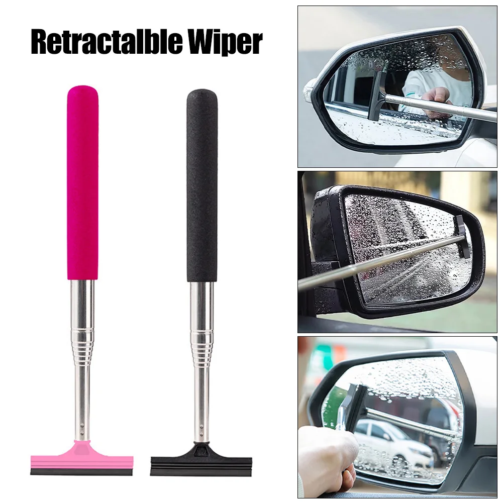 

98cm Car Rearview Mirror Wiper Retractable Portable Rainy Cleaning Supply Rearview Mirror Water Remover Glass Rain Cleaning Tool