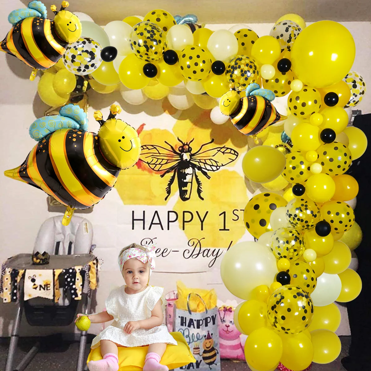 

Bee Party Balloon Garland Arch Kit, Honeybee Theme Gender Reveal Baby Shower Party Supplies Decorations for Girl and Boy
