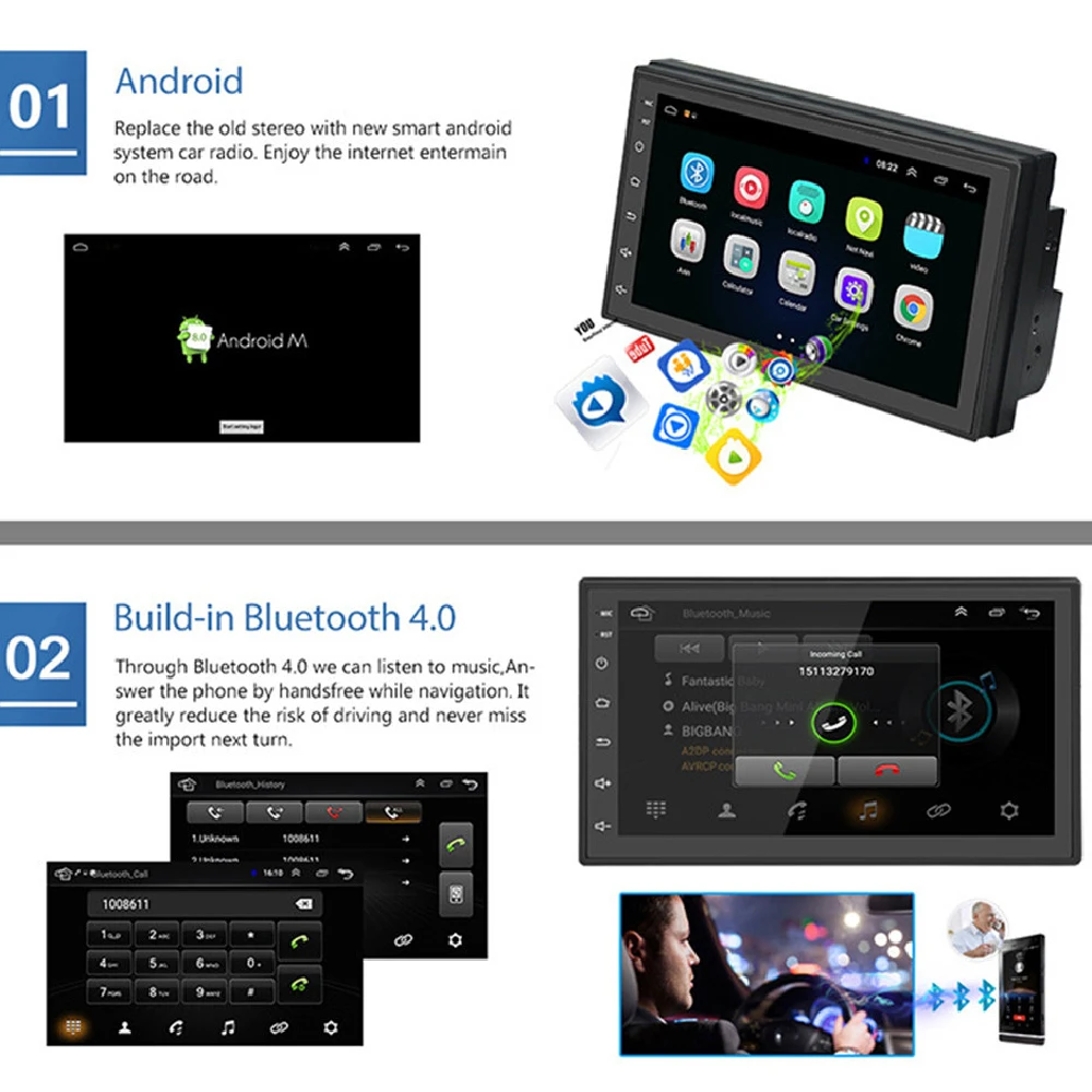 Универсальный 7-дюймовый мультимедийный видеопроигрыватель подходит для Android 8 1