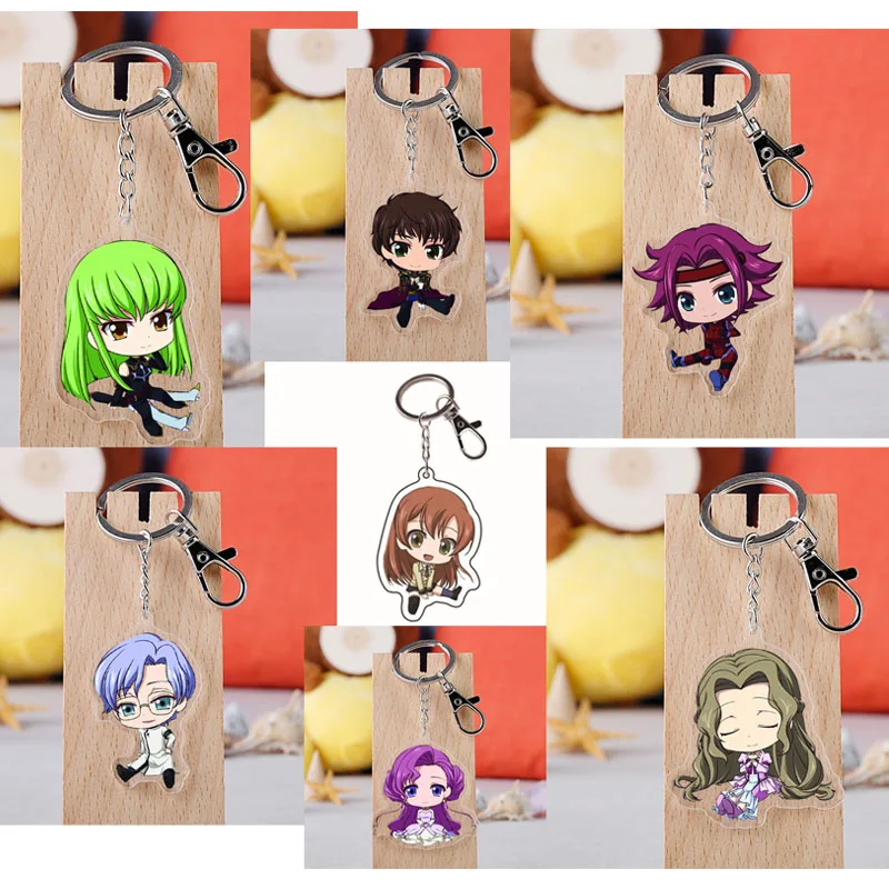 

Code Geass Keychains Lelouch of The Rebellion Anime Figures Kallen C.C. Acrylic Key Chains Cartoon Car Keychain Birthday Gift