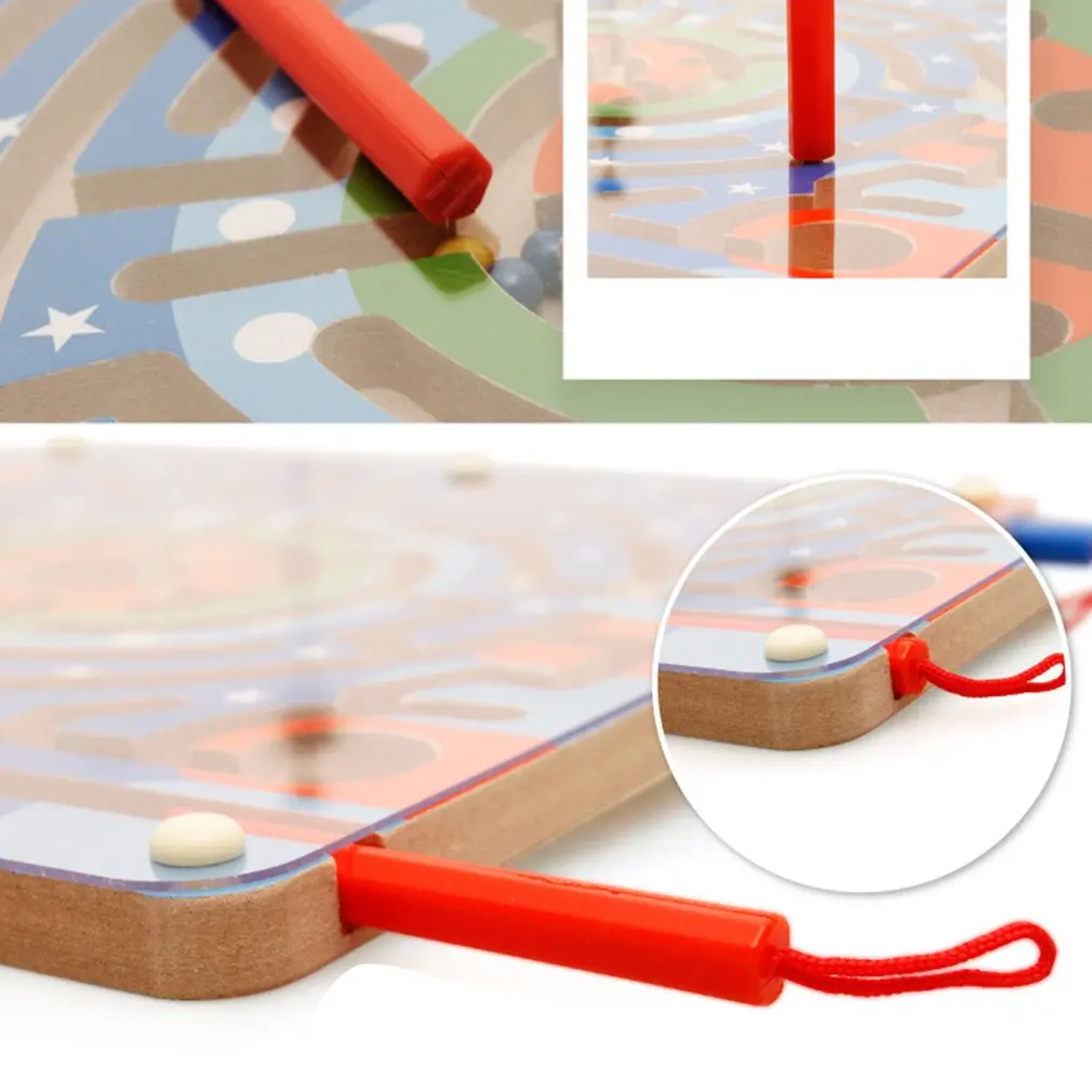 

2-in-1 Wooden Puzzles Magnetic Pen Maze Children Educational Toys for Boys Girls Intellectual Jigsaw Board Funny Kids Games