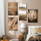 Настенный постер в скандинавском стиле с изображением цветов, тростника, пшеницы, животных, лося, ландшафта, дивана, украшение для гостиной