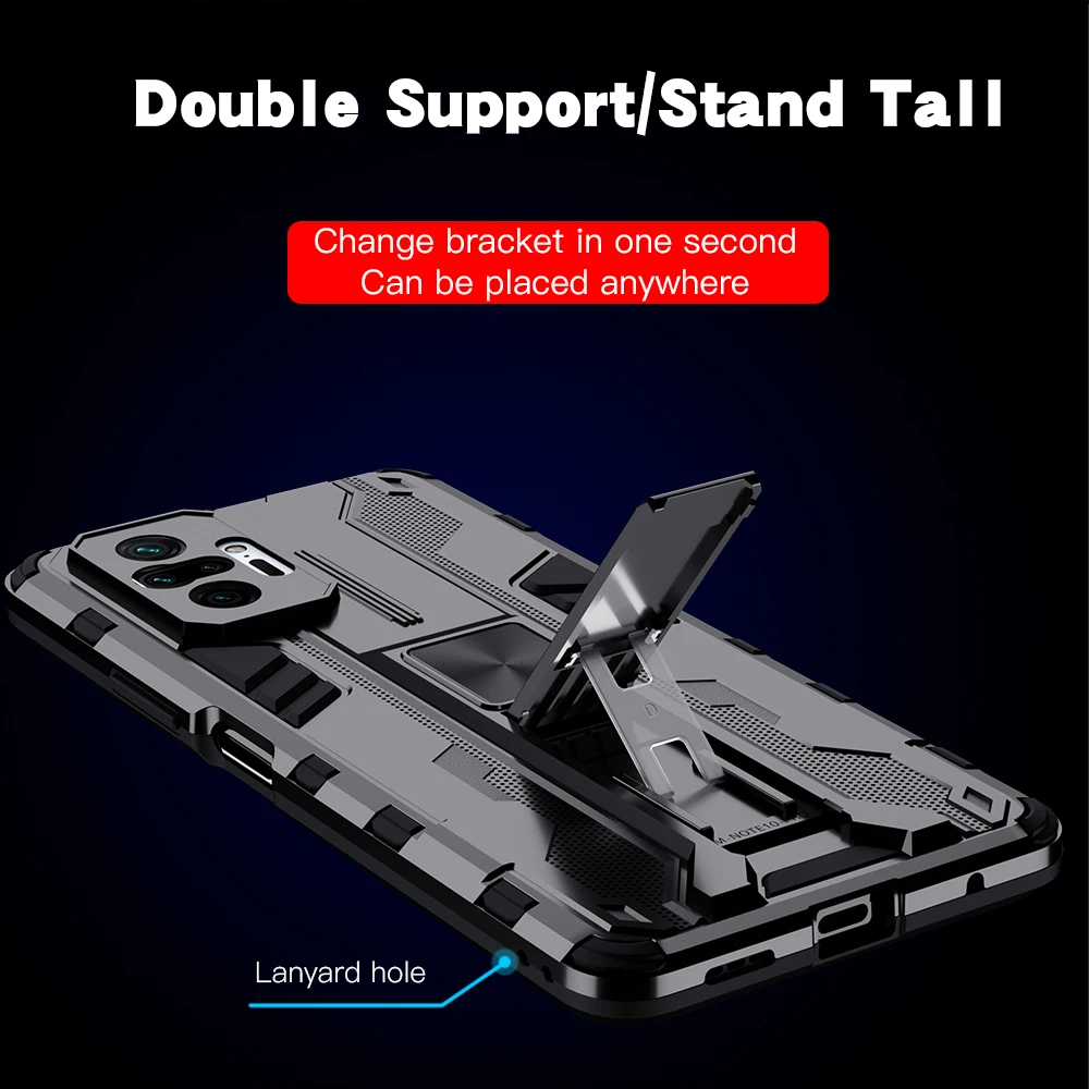 KEYSION Shockproof  Case For Redmi Note 10 Pro 11 10S 9 K40 Stand Phone Cover for Xiaomi 11T Pro Mi 11 Lite POCO M4 M3 Pro 5G F3