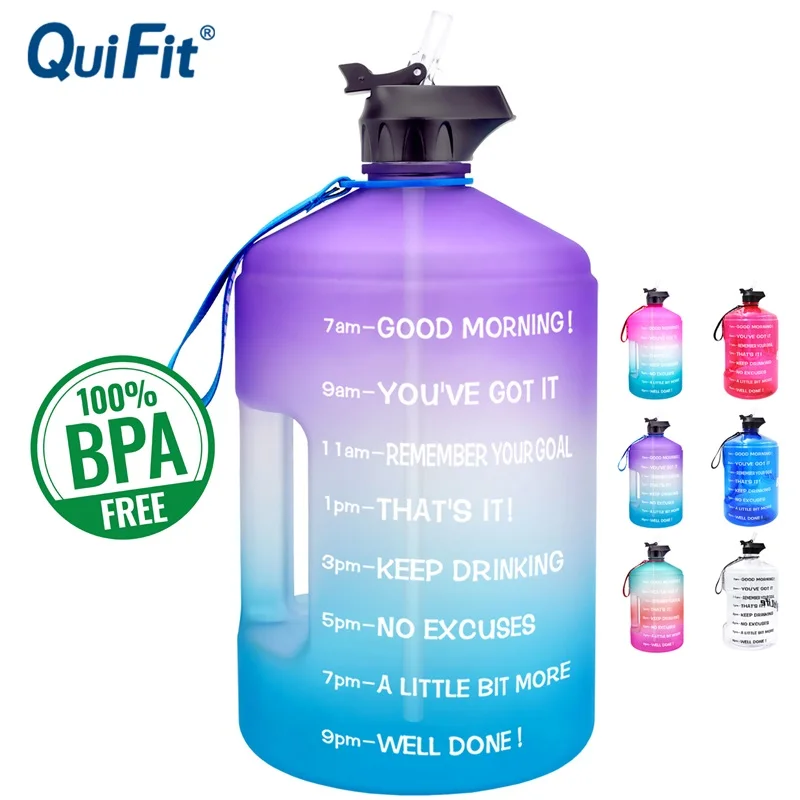 Бутылка для воды QuiFit пластиковая бутылка с соломинкой большой емкости 3 78 л 2 1