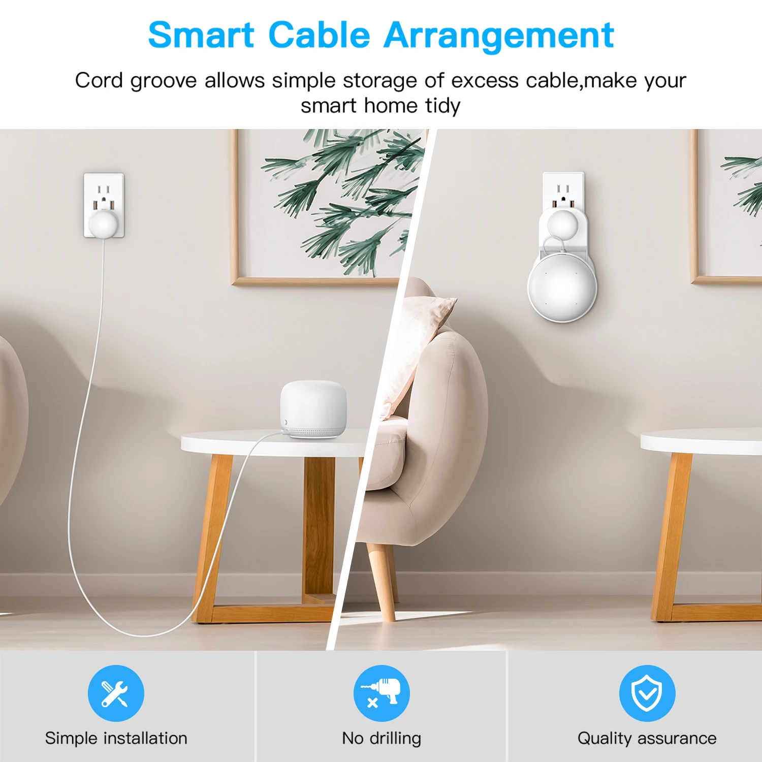 Настенный держатель для розетки Google Nest простая установка без провода винтов |