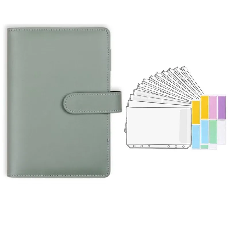 A5 A6 Binder pu Budget Planner Refillable Notebook Covers 6 Holes Binder Pockets PVC Zipper Money Saving Envelope Budget Binder images - 6