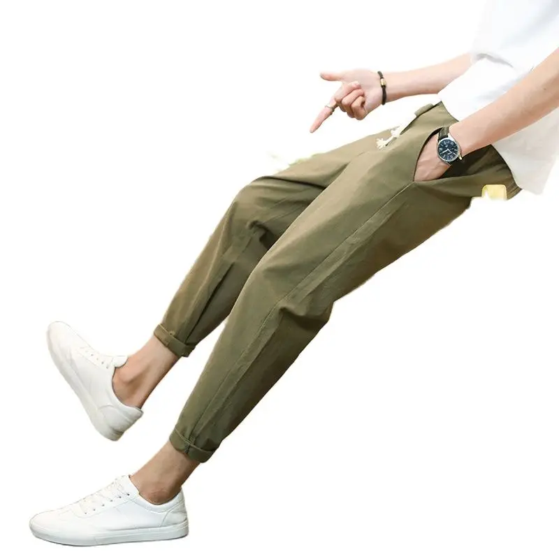 

Big Size Ice Silk Pants Men's Summer Thin Section Trendy Loose Casual Pants Sports Pants Quick-drying Harlan Nine-point Pants