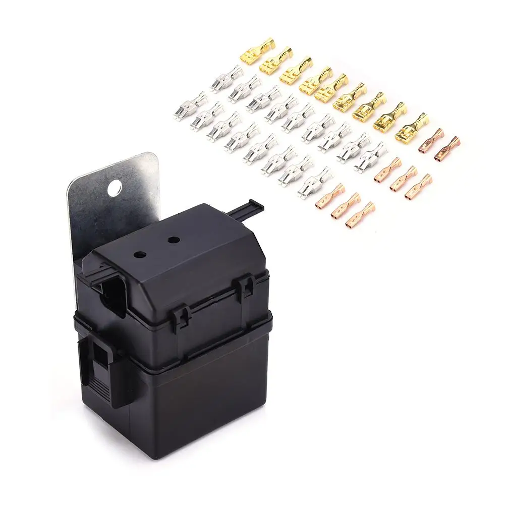 12V 8-Way Car Auto Fuse Box With 2 Relay Blade Fuse Blocks Kits Vehicle Fuse Blade Fuse Blocks Kits Automobile Relay Safety Wire
