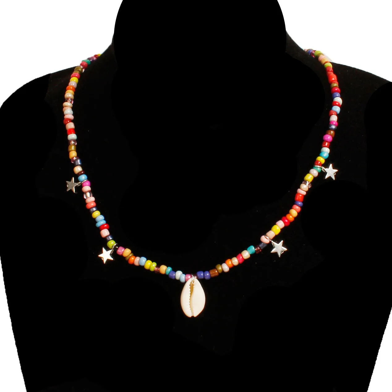 Простое модное ожерелье в богемном стиле с рисовой жемчужиной и ракушками