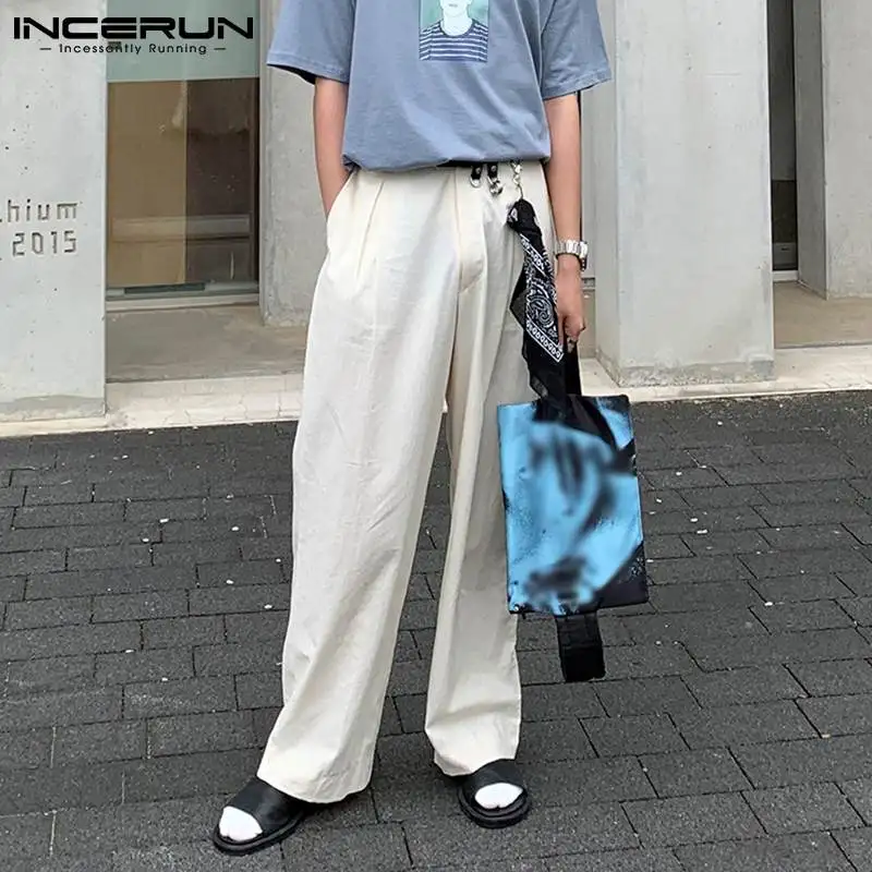 

INCERUN 2021 новые мужские модные красивые повседневные уличные брюки в Корейском стиле для отдыха свободного кроя Базовая женская одежда