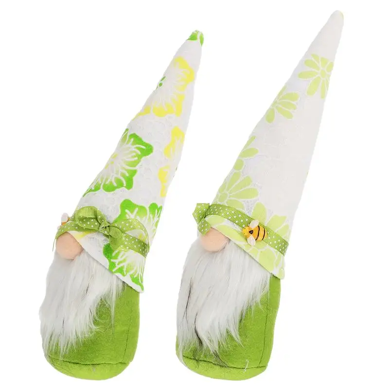 

2pcs Spring Gnome Doll Ornament Desktop Decor Gnome Doll Home Decorative Miniatures Hanging Pendant