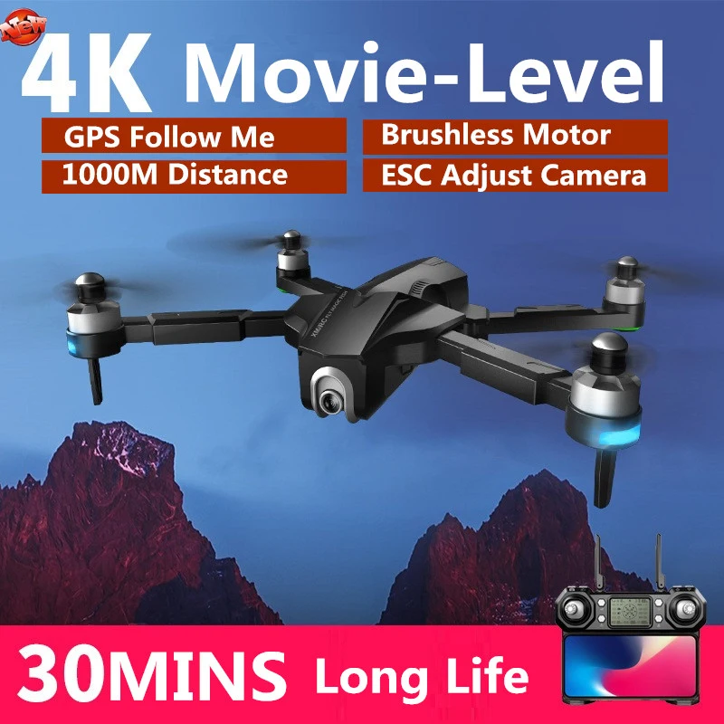 Wi Fi FPV GPS Follow Me RC Drone бесщеточный складной Радиоуправляемый квадрокоптер с камерой