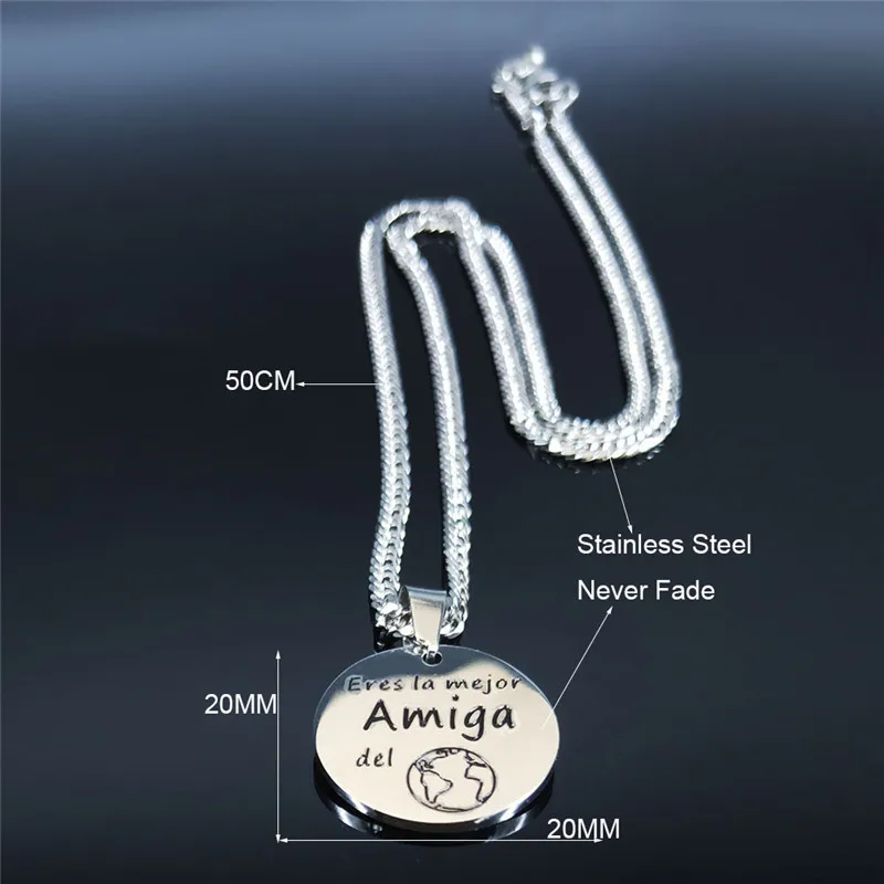 

Eres la mejor Amiga del Stainless Steel Necklace Women Silver Color Pendant Necklace Jewelry cadenas de acero inoxidab N3707S01