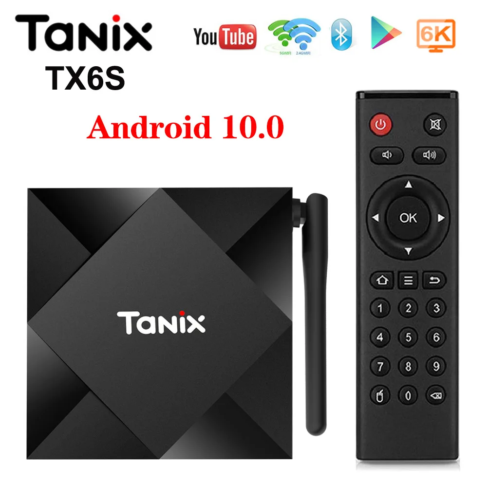 Tanix TX6S ТВ BOX Android 10 4g 64 Гб Allwinner H616 QuadCore коробка H.265 6K Media player TX6 0 комплект