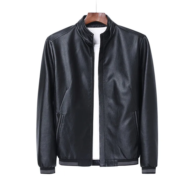 

2020 Men's Autumn New Leather Clothing with Stand Collar Youth Slim PU Leather Business Motorcycle Leather