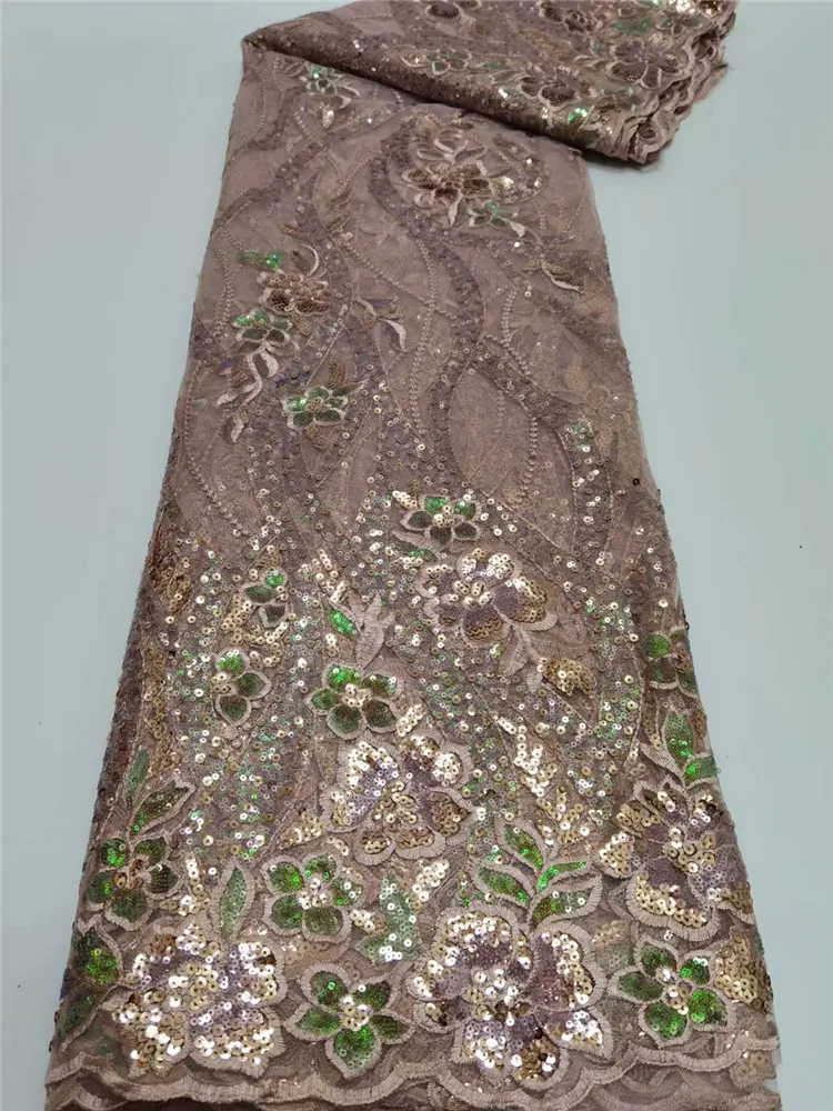 

Fashions Sequins Embroidery French Mesh Lace Latest African Lace Handmade for Dresses Tulle Mesh Lace Fabricn FD233