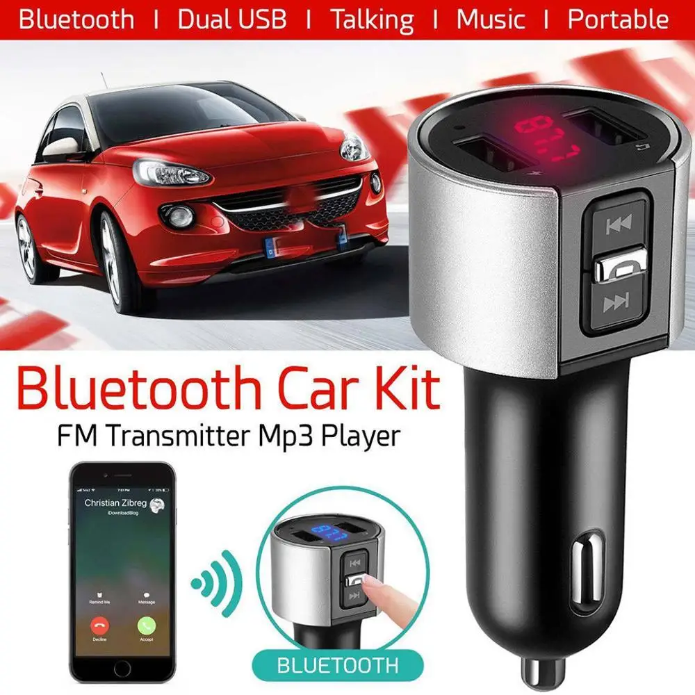 Bluetooth в автомобиле MP3 FM беспроводной передатчик двойной USB LCD зарядное устройство