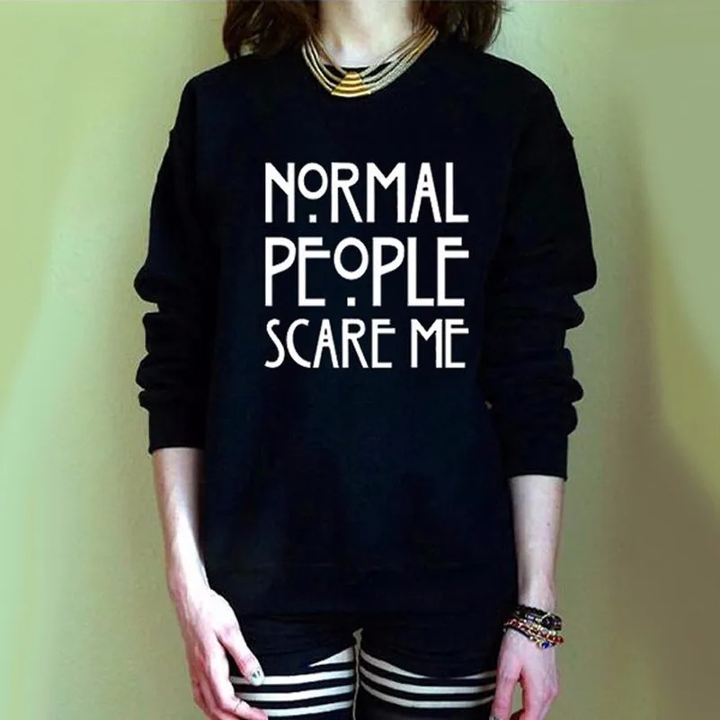 Толстовки с надписью Normal people scare me толстовки 2020 женские повседневные Kawaii модные