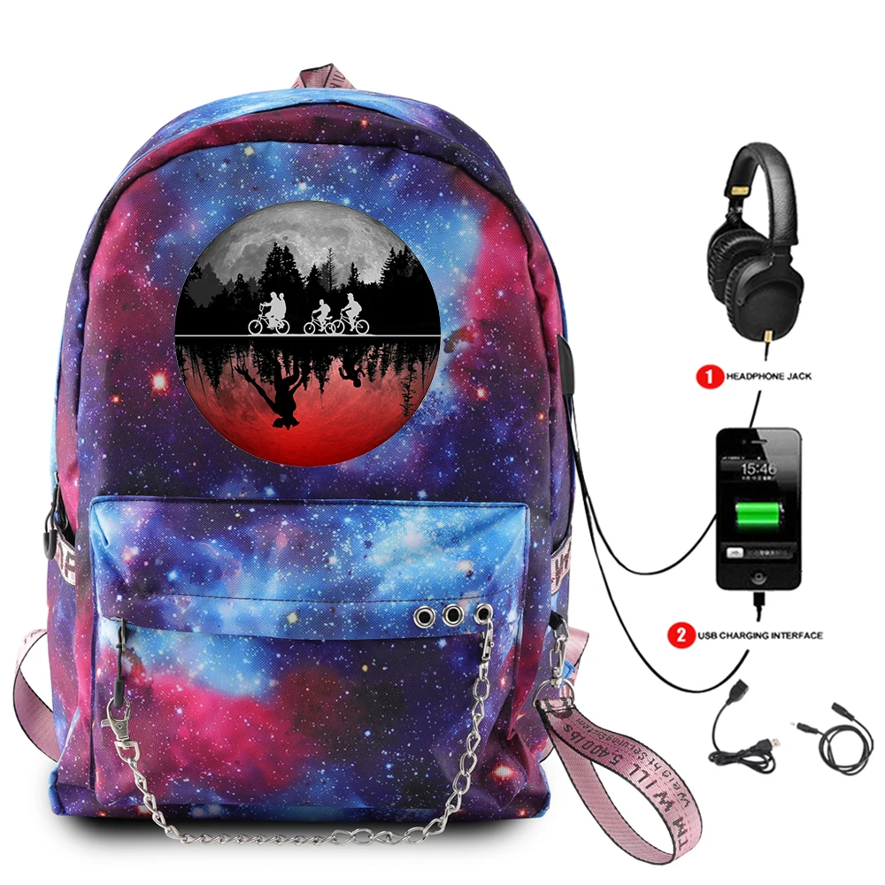 

Hot Sale Stranger Things Teenage Backpack for Boys Girls Luminous School Bag USB Charging Anti-theft And Waterproof Schoolbag
