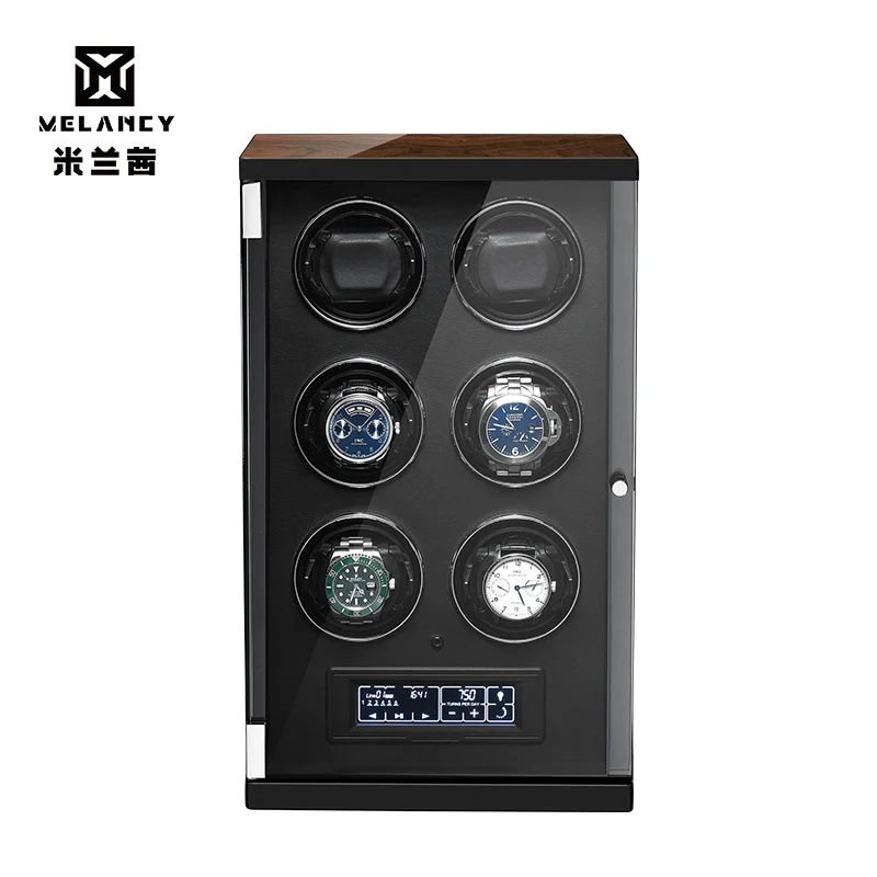 Luxury 1 4 6 Watch Winder Auto Silent Mabuchi Motor LED Touch Display Winding Mechanical Watches Storage Case Uhrenbeweger | Наручные
