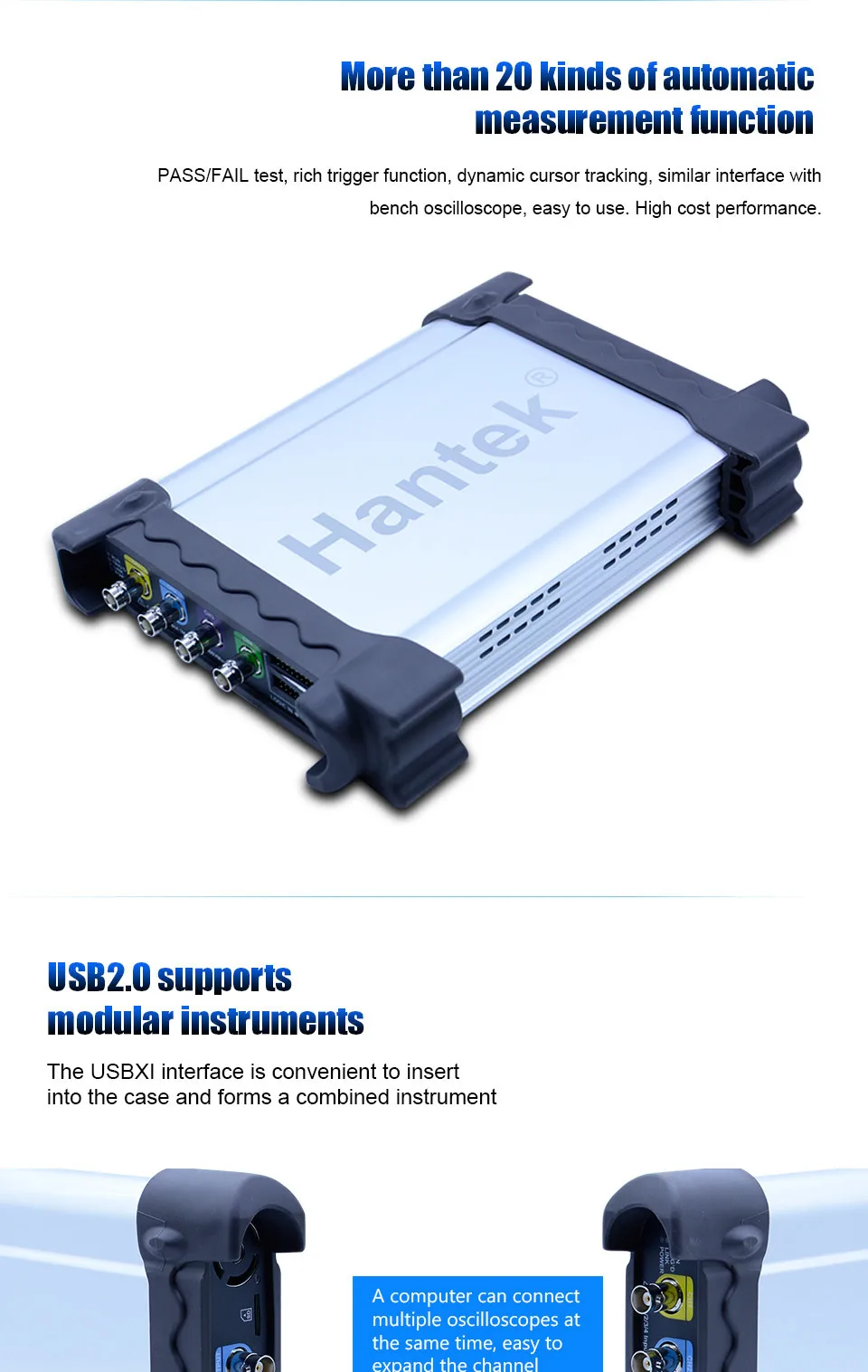 Hantek DSO3000A USB осциллографы 4CH 100-250Mhz 1GSa/s PC хранение генератор сигналов 16 каналов логический анализатор тестер формы волны