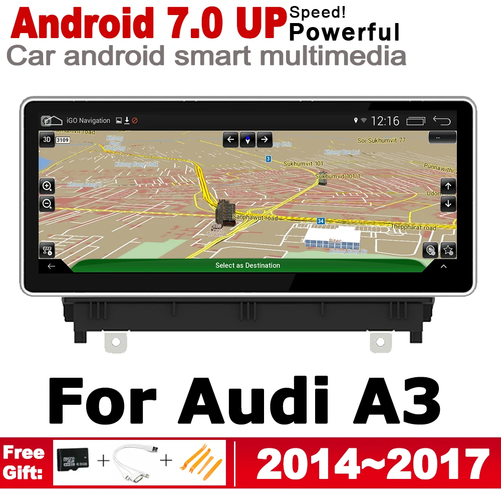 10 25 &quotHD экран стерео Android 7 0 up Автомобильный GPS навигатор карта для Audi A3 8V 2014 ~ 2017 MMI