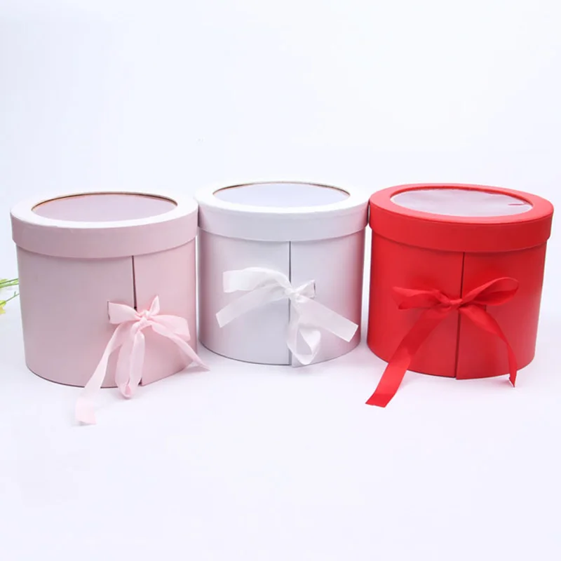 1 Pcs Double Layer Rotating Gift Boxes New Round Velvet Soap Flower Transparent Window Valentine's Day Cardboard Box | Дом и сад