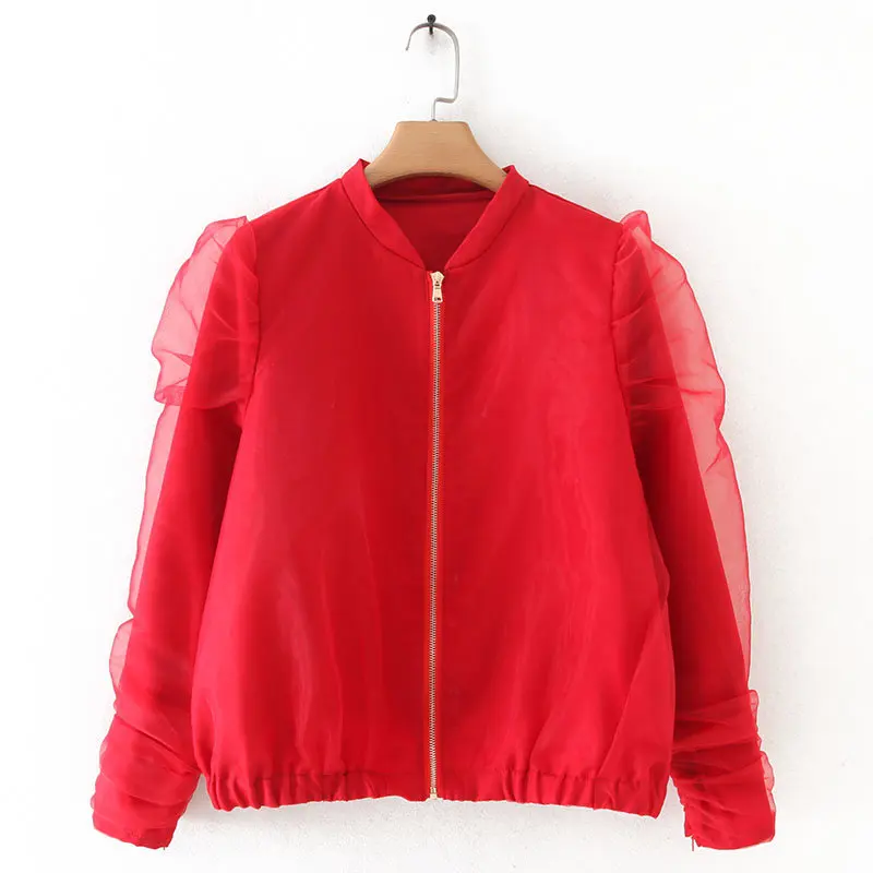 Осень 2019 новое платье из органзы куртка-бомбер Женское пальто Q1-26487 | Женская