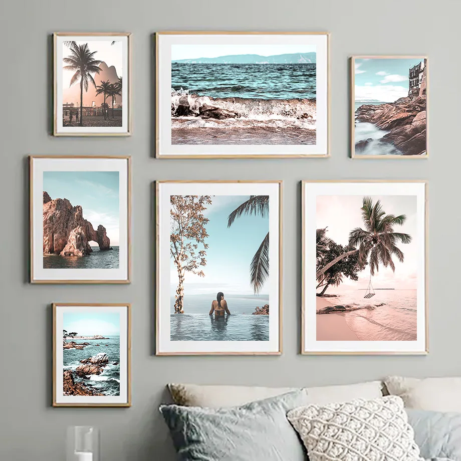 Тропический пляж пальма естественное искусство настенные плакаты и принты в