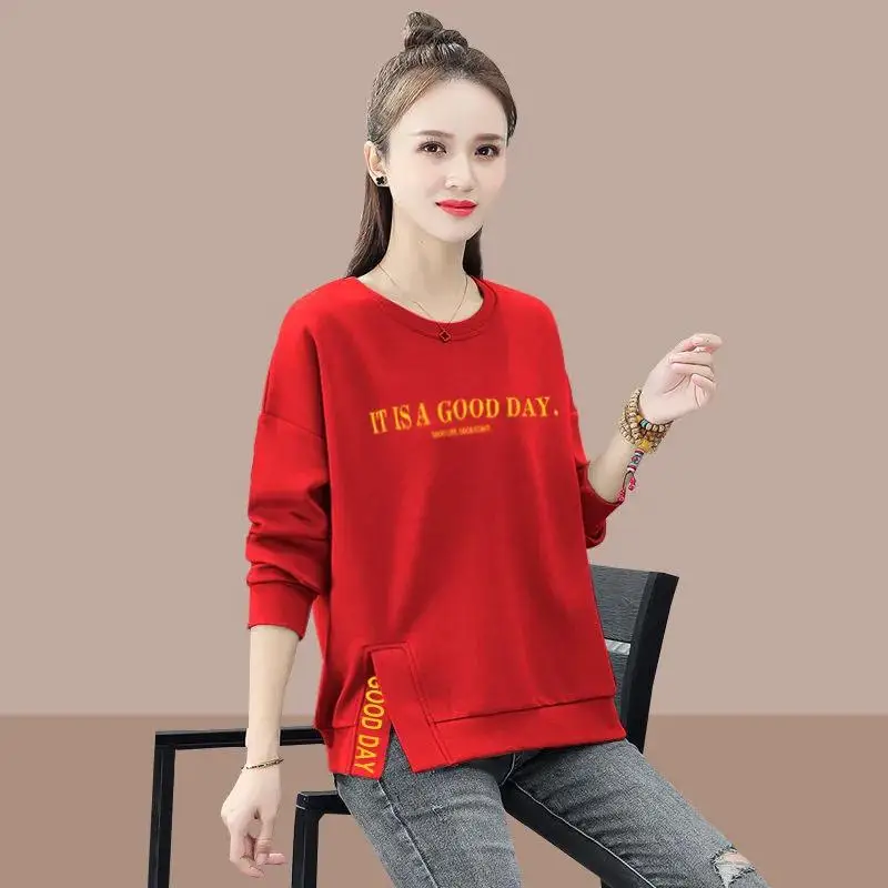 

Толстовки женские с буквенным принтом, хлопковый свитер, рубашка, весенние Осенние повседневные спортивные пуловеры, топ с капюшоном и круглым вырезом, свободная толстовка, уличная одежда 2022