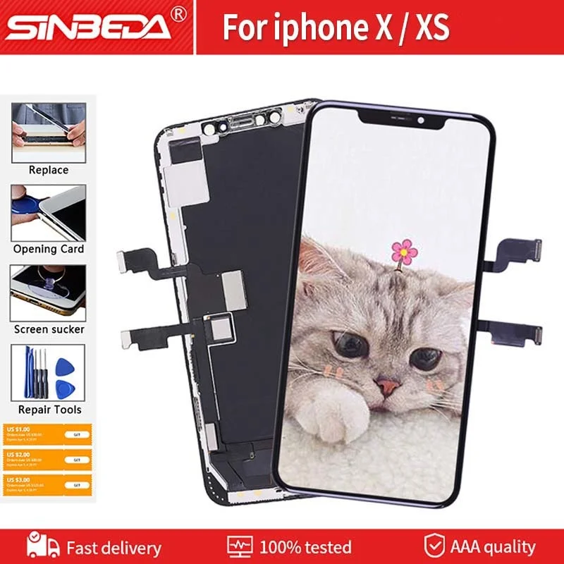 Pantalla t&aacute;ctil LCD para iPhone X, repuesto de digitalizador, con un poco de imperfecciones, 100%-0