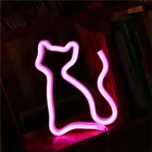Неоновый ночник, настенный светсветильник льник, праздничный декор, светодиодная лампа в форме кошки для бара, спальни, украшение, подарок на свадьбу, USB-аккумулятор