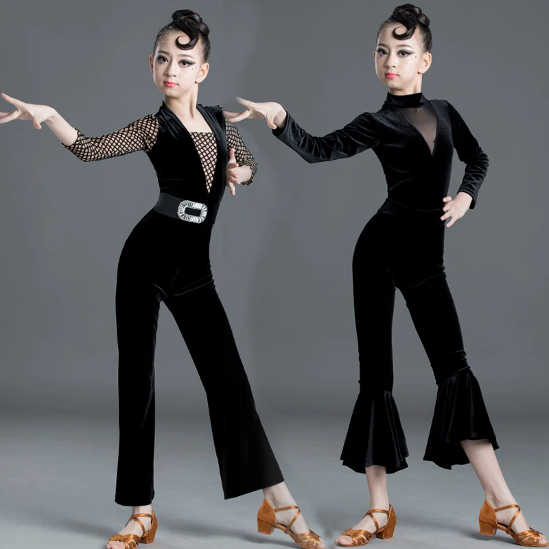 Детская одежда для латиноамериканских танцев новые черные топы женское