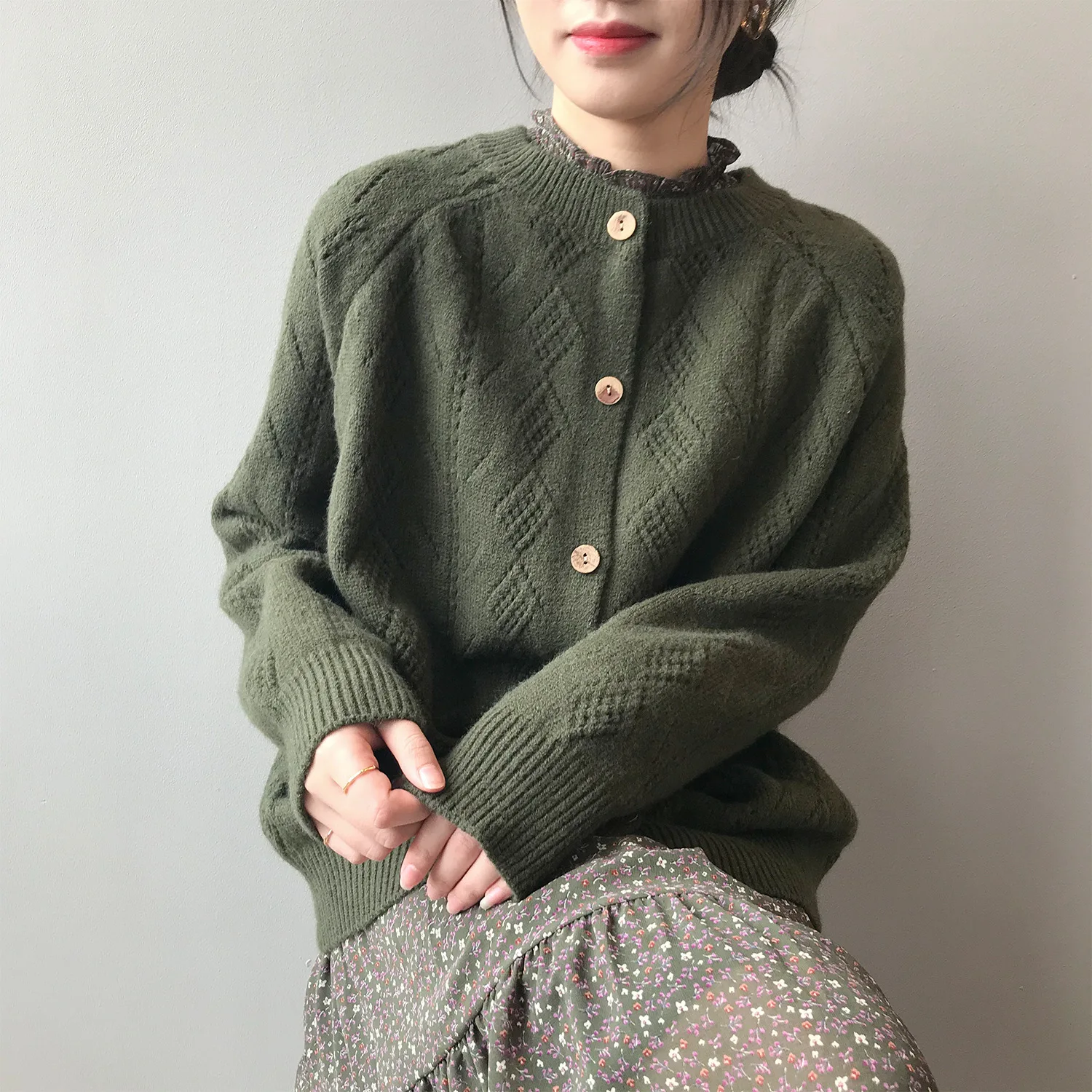 

2020 Harajuku Spring Sweaters Solid Cardigans Women Button Long Sleeve Loose Knitting Cardigan Coat Outwear Fashion