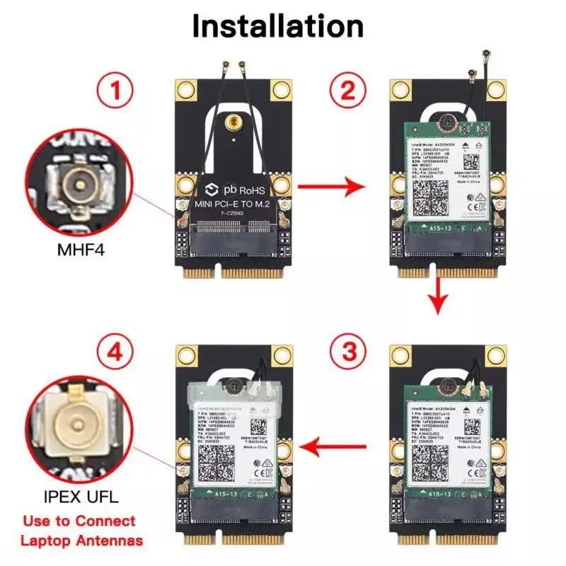 Адаптер M.2/Mini PCI-E Wi-Fi6 Intel AX210NGW AX200 беспроводная карта Wi-Fi Bluetooth WI-FI6E BT5.2 X210 802.11AX 160 МГц