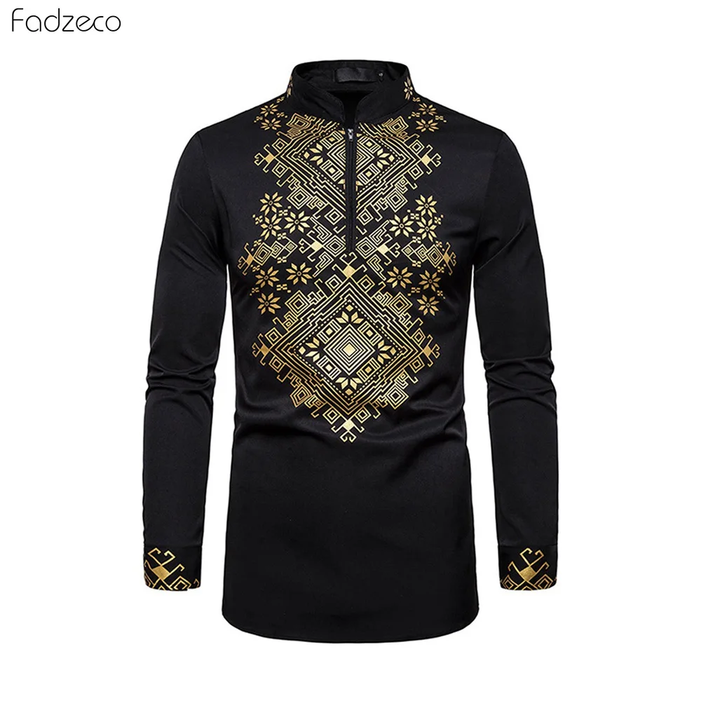 Fadzeco африканская одежда для мужчин Дашики 2019 новый мужской топ на молнии со