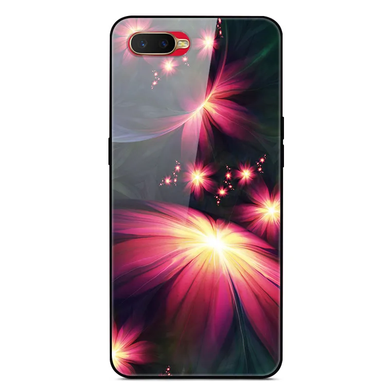Чехол из закаленного стекла для OPPO RX17 Neo чехол силиконовый бампер жесткая стеклянная задняя крышка для OPPO RX17 Neo RX 17 Neo A1K AX7 Capas - Цвет: Розово-красный