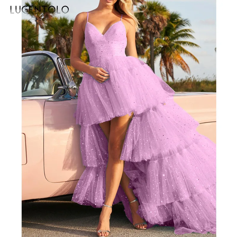 

Sexy Dress Women Sleeveless Slim Party Backless Dresses Female V-neck Solid Empire Long Tail Dinner Princess Dress