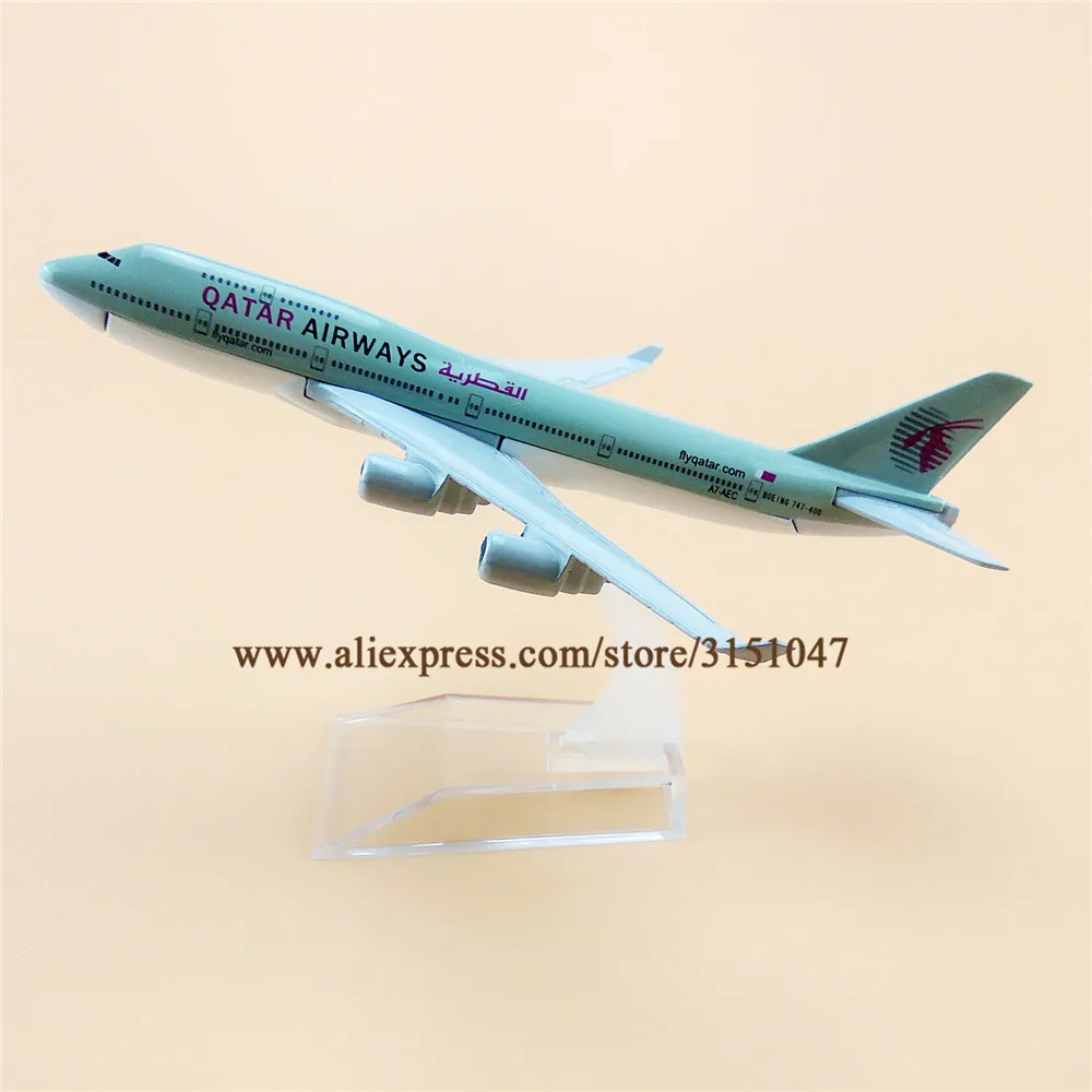 Модель самолета из металлического сплава 16 см авиаперевозки Катар Боинг 747|gift|gift