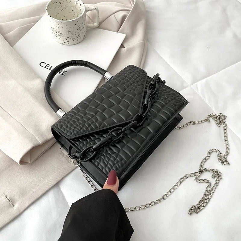 

2021 Chain Messenger Bag Leather Ladies Purses and Hand Alligator Leather Lady's One-Shoulder Small Square Bag