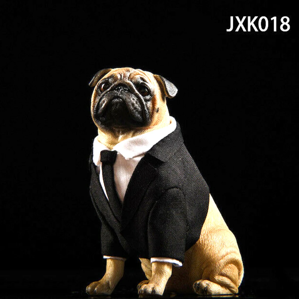 

JXK Jxk018 1/6 Scale Pug Black FRANK Animal Figure Resin Model with Clothes Cute Model for 12 inches Action Figure Collections