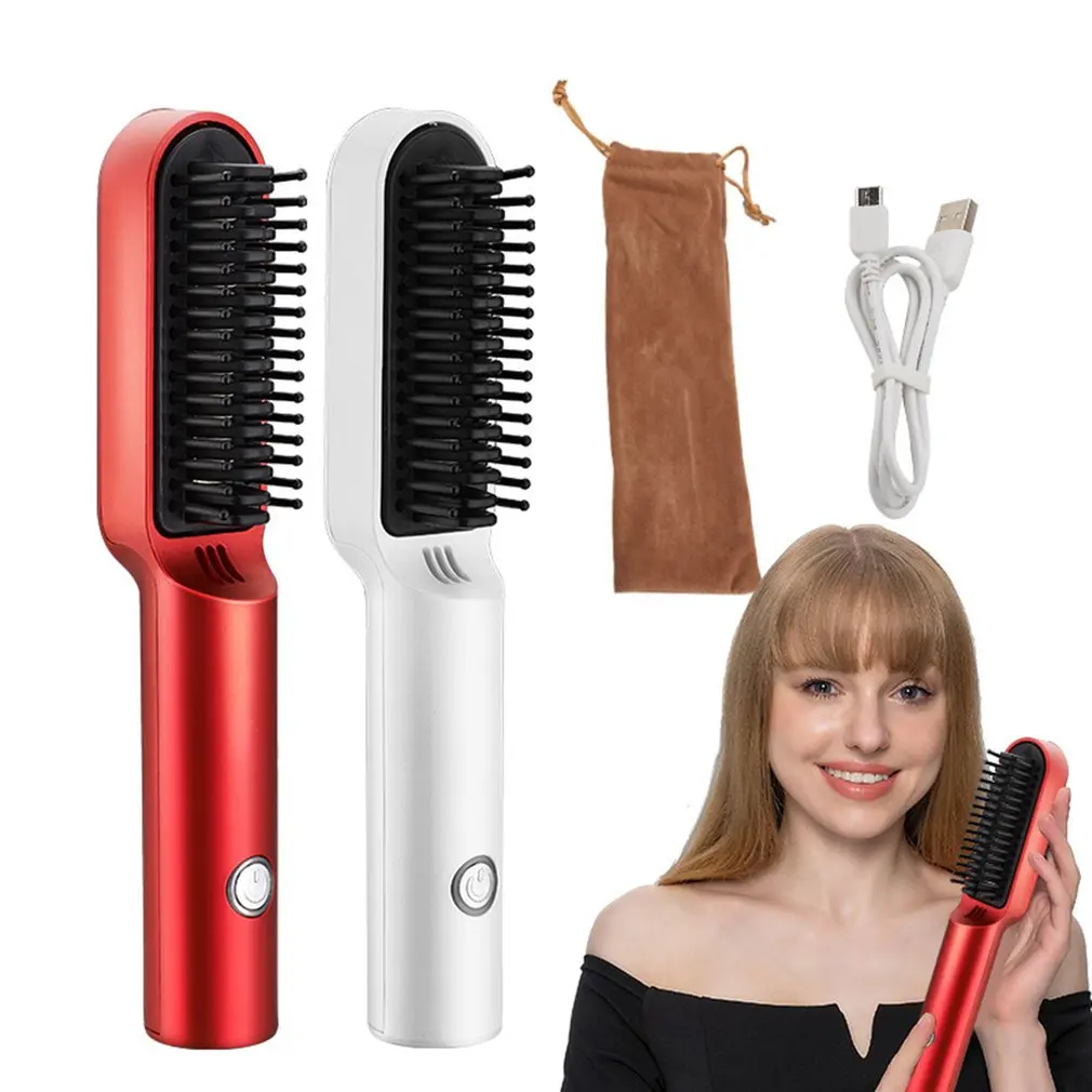 

Wireless Hair Straightener Comb USB Charging Hot Air Comb Fringe Curly Hair Straightening Dual-use Hair Straightener