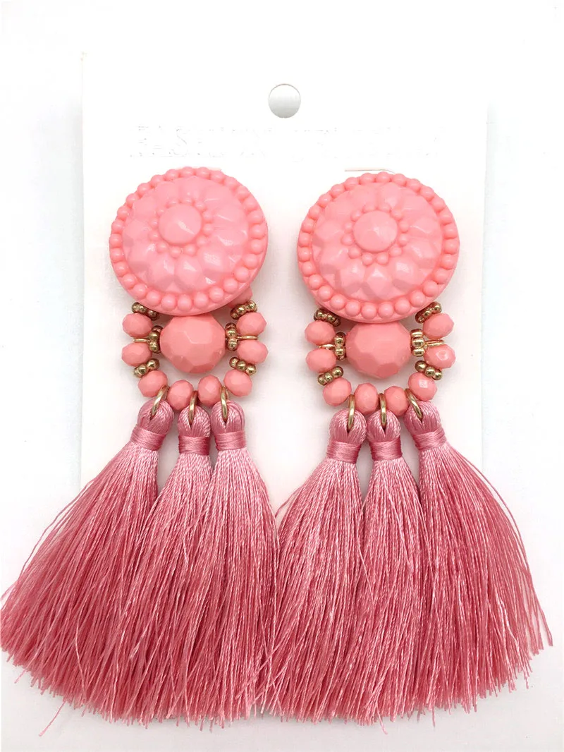 2019 модные богемные висячие серьги с кисточками Этническая бахрома романтические